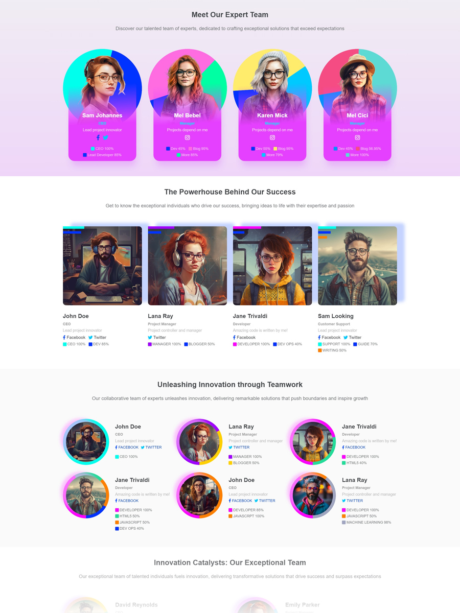 Team Cards for Elementor USe Cases